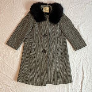 Sable collar herringbone coat 1960